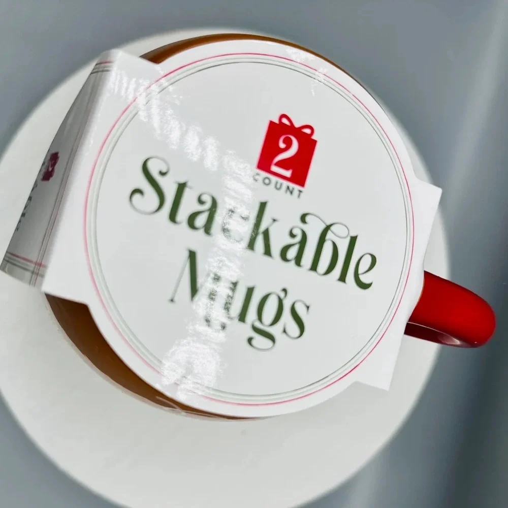 🆕 Target Stackable Gingerbread Man Mugs Set of 2 Mugs, Christmas Holiday Decor